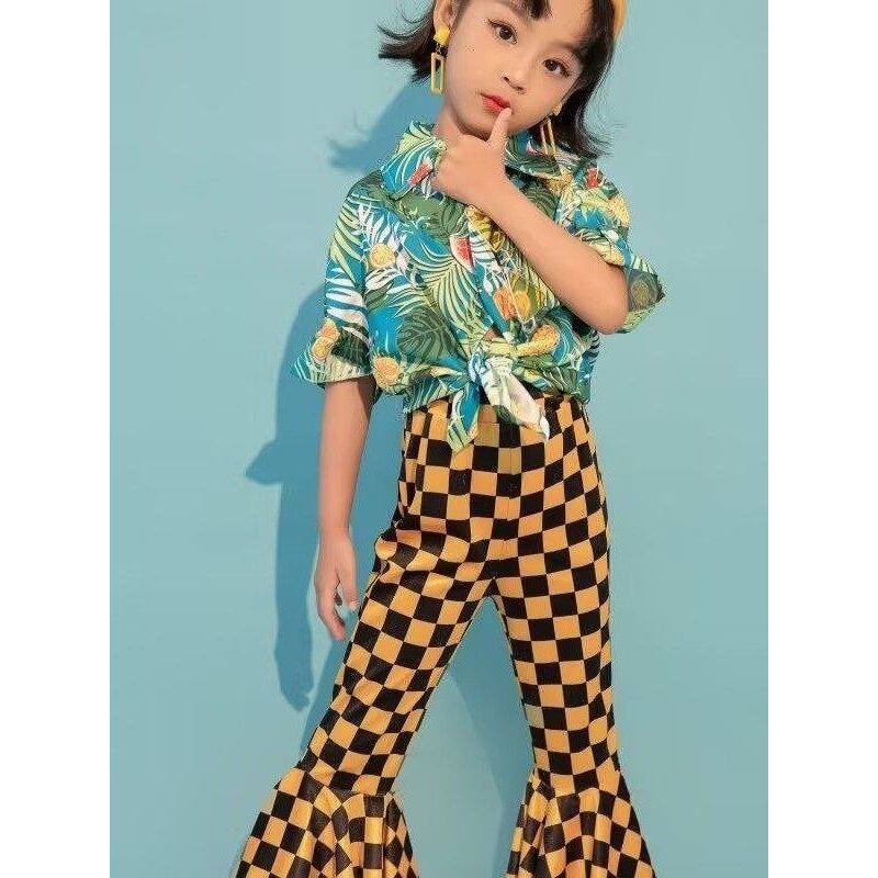 喇叭裤小学生套装运动会8090服年儿童女童复古走秀演出服舞蹈港风,童装/婴儿装/亲子装,儿童演出服,淘宝优惠券,粉丝福利购,淘宝优惠卷