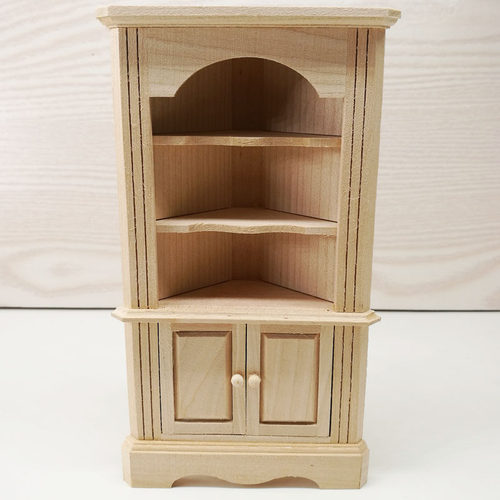 1:12娃娃屋dollhouse迷你木制小家具模型过家家玩具素坯角柜D254
