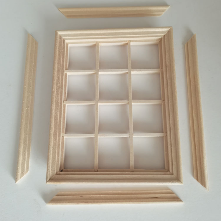 1：12娃娃屋dollhouse迷你木制小家具模型过家家玩具DIY12格窗户