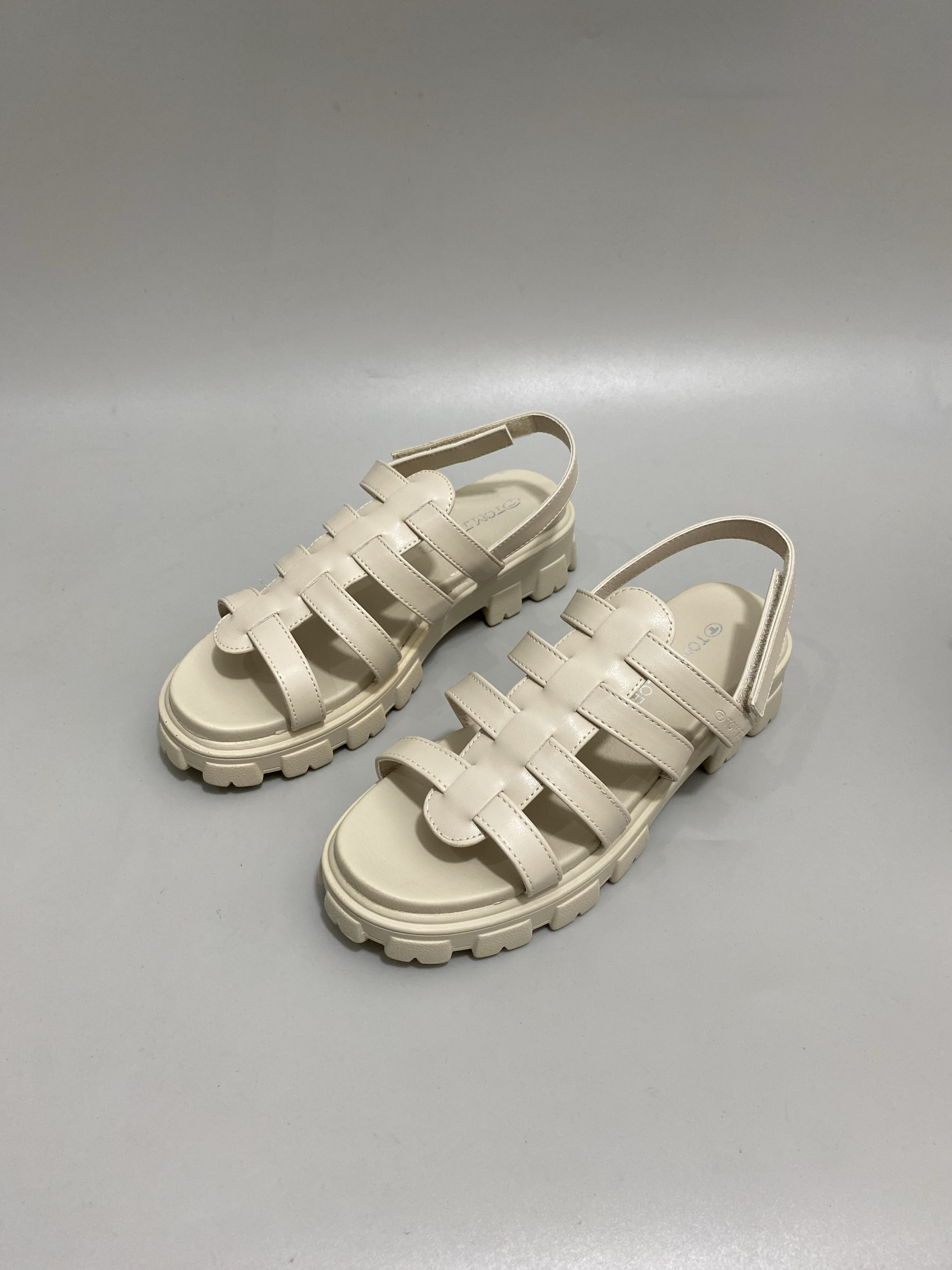 外贸韩版休闲透气松糕底凉鞋夏季新款轻便舒适露趾魔术贴罗马女鞋