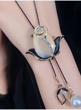 高级感新款韩版流苏毛衣链项链