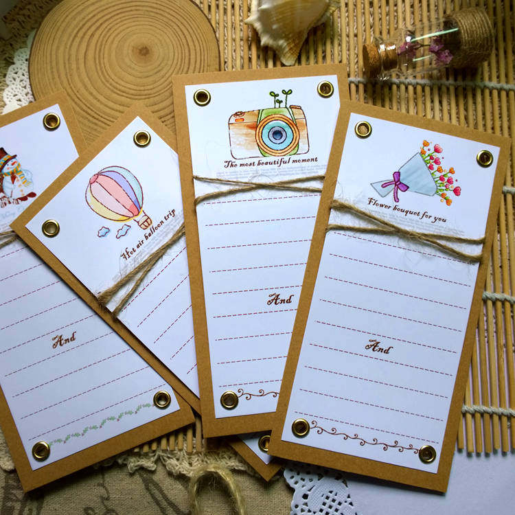 涂鸦手绘卡diy迷你印章硬卡片空白卡牛皮明信片感恩花束留言贺卡