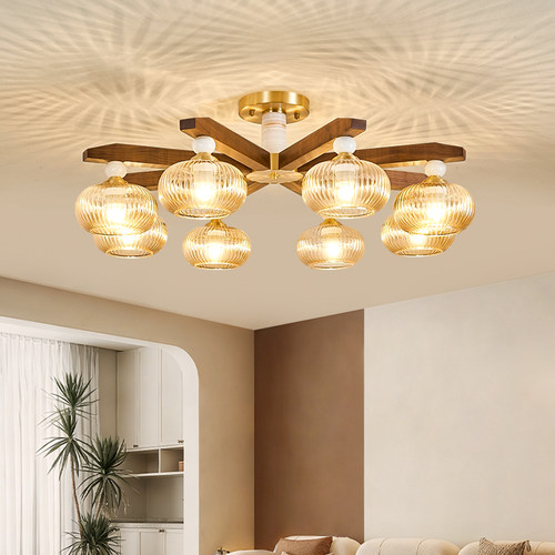 2026新款中古风黑胡桃木吸顶灯