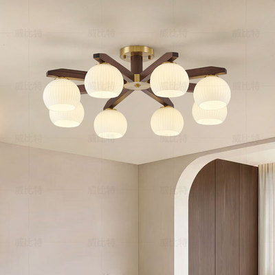 精致高级感网红款黑胡桃木灯具