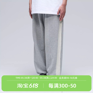 FEAROM 五周年新款2023秋季侧边毛圈拼接男女宽松运动休闲长卫裤