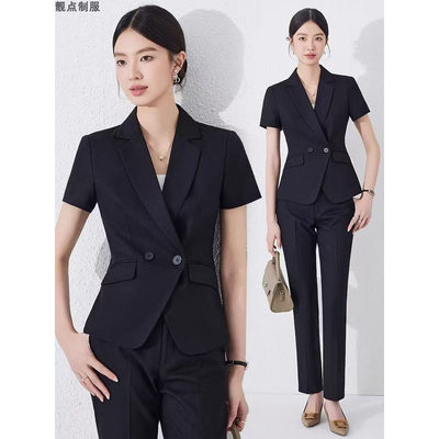 夏季女经理前台工作装高端短袖西