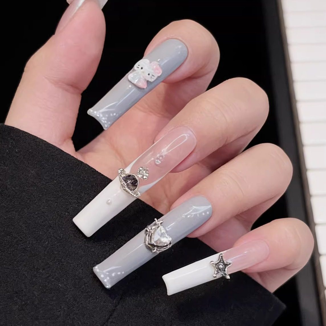 【纯手工穿戴甲C-011】新款超长款水管甲网红欧美高级美甲