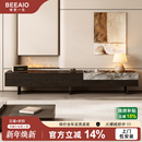 彼爱1生天然奢石电视柜意式 黑色高脚柜 极简客厅家用落地柜新中式