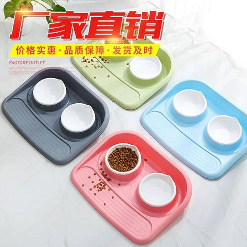 Pet Cat Bowl Double Bowl Butterfly милая кошачья чаша полка анти -скольжение плюшевая плюшевая чаша пищевая кастрюль с брызг против ликовой кошки двойной миски