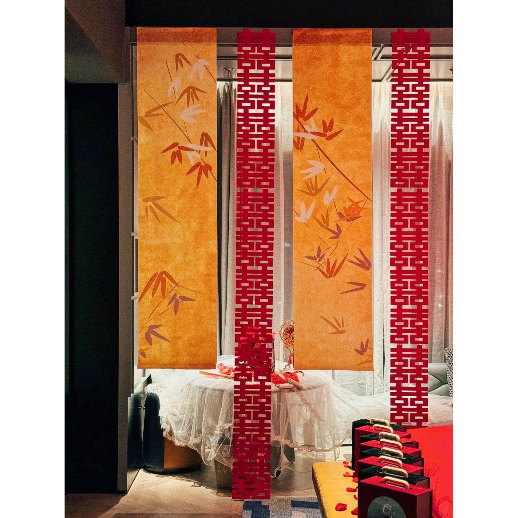 婚房阳台装饰装饰挂布红绿丝竹挂布粉色满屏长喜字双喜帘婚房,节庆用品/礼品,婚房装扮用品,淘宝优惠券,粉丝福利购,淘宝优惠卷