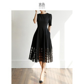 法式 赫本风小黑裙气质夏天裙子女高级感欧根纱成人正式 场合连衣裙
