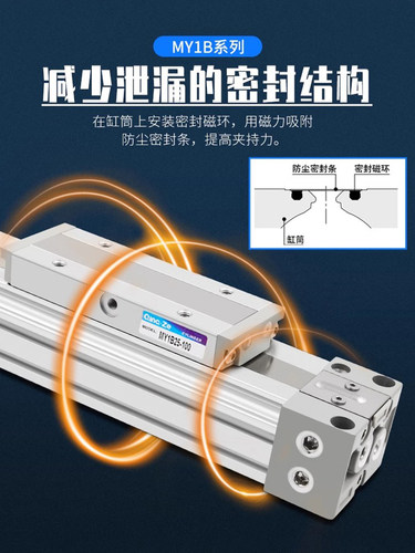 机械式高速导轨无杆气缸大推力带磁槽MY1B40-200/300/400/500/600