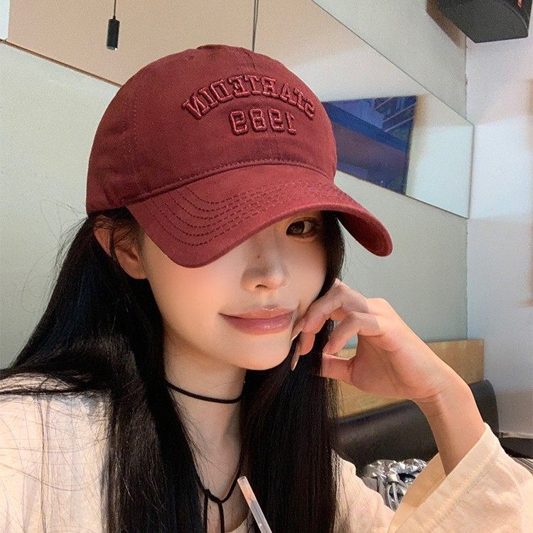 帽子女2025新款棒球帽显脸小深顶原创美式复古百搭软顶刺绣鸭舌帽