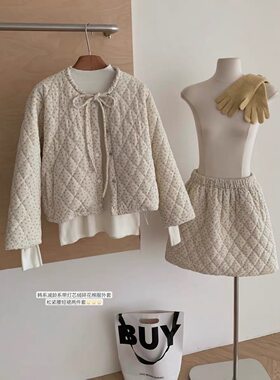 韩系甜美碎花棉服套装女冬保暖