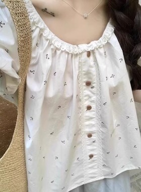 2025夏季新款法式甜美减龄小众娃娃领上衣女士设计感白色短袖衬衫