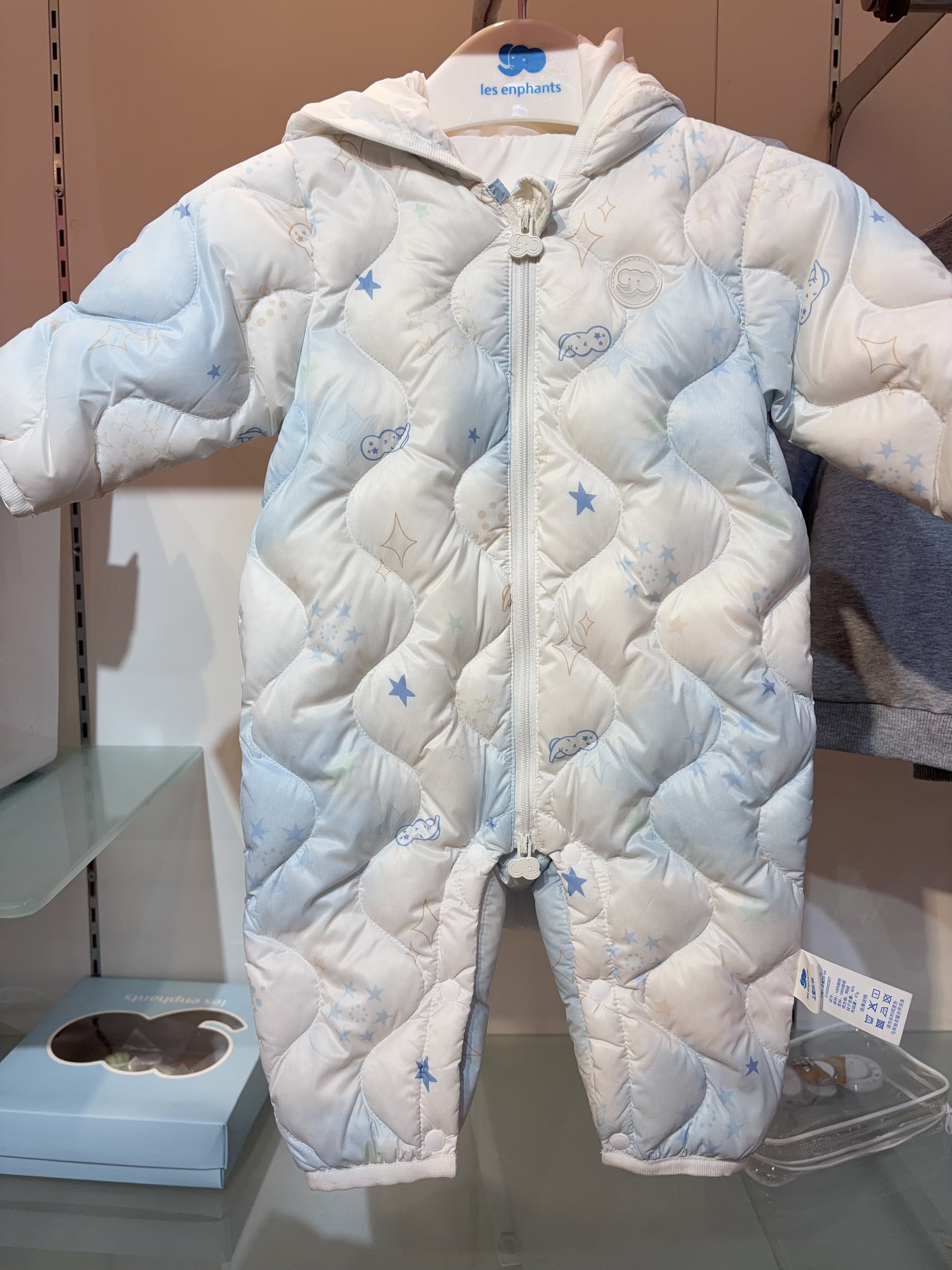 婴儿羽绒外出服宝宝夹棉外穿连体衣秋冬加厚爬服儿童连帽