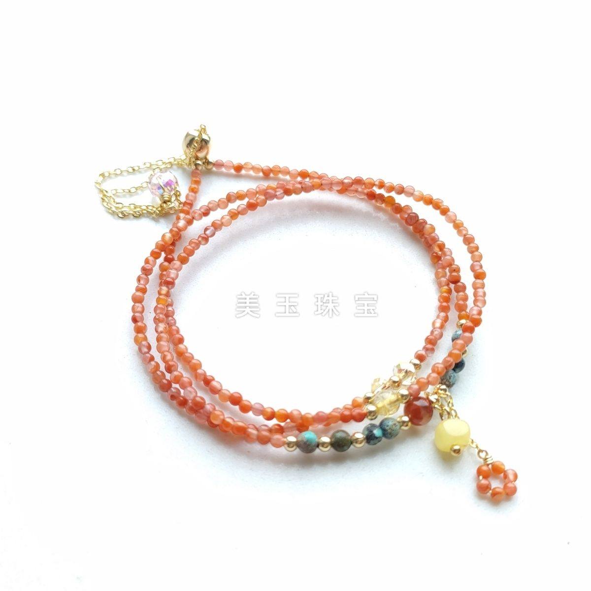 天然特级南红玛瑙项链手链手串多圈女士三圈极细2mm宝山保山冰飘
