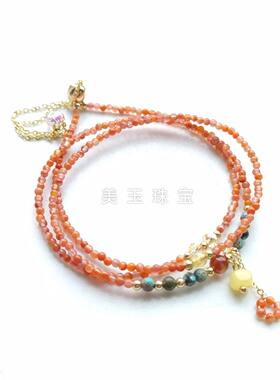 天然特级南红玛瑙项链手链手串多圈女士三圈极细2mm宝山保山冰飘
