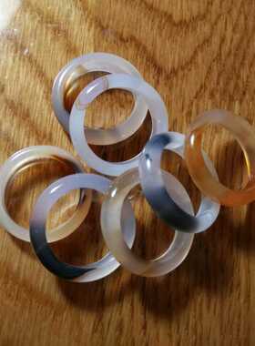 纯天然玛瑙白色花纹水墨戒指圈