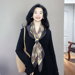 佩斯利老钱风！轻奢棉麻围巾女春秋90大方巾护颈装饰领巾两用披肩