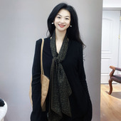 高级感配大衣领巾 时尚 古色古香 黑咖色腰果仿丝毛围巾女春秋薄款