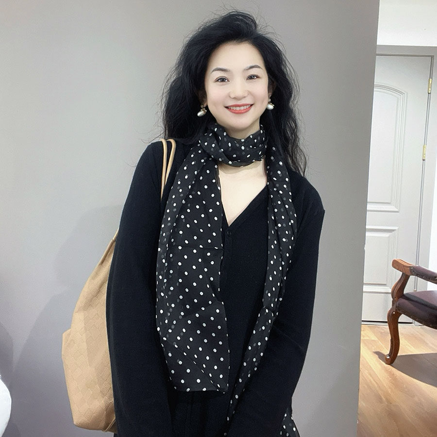 高级感！赫本风黑色波点长条真丝丝巾女春秋薄款夏季护颈100%桑蚕,服饰配件/皮带/帽子/围巾,围巾/丝巾/披肩,淘宝优惠券,粉丝福利购,淘宝优惠卷