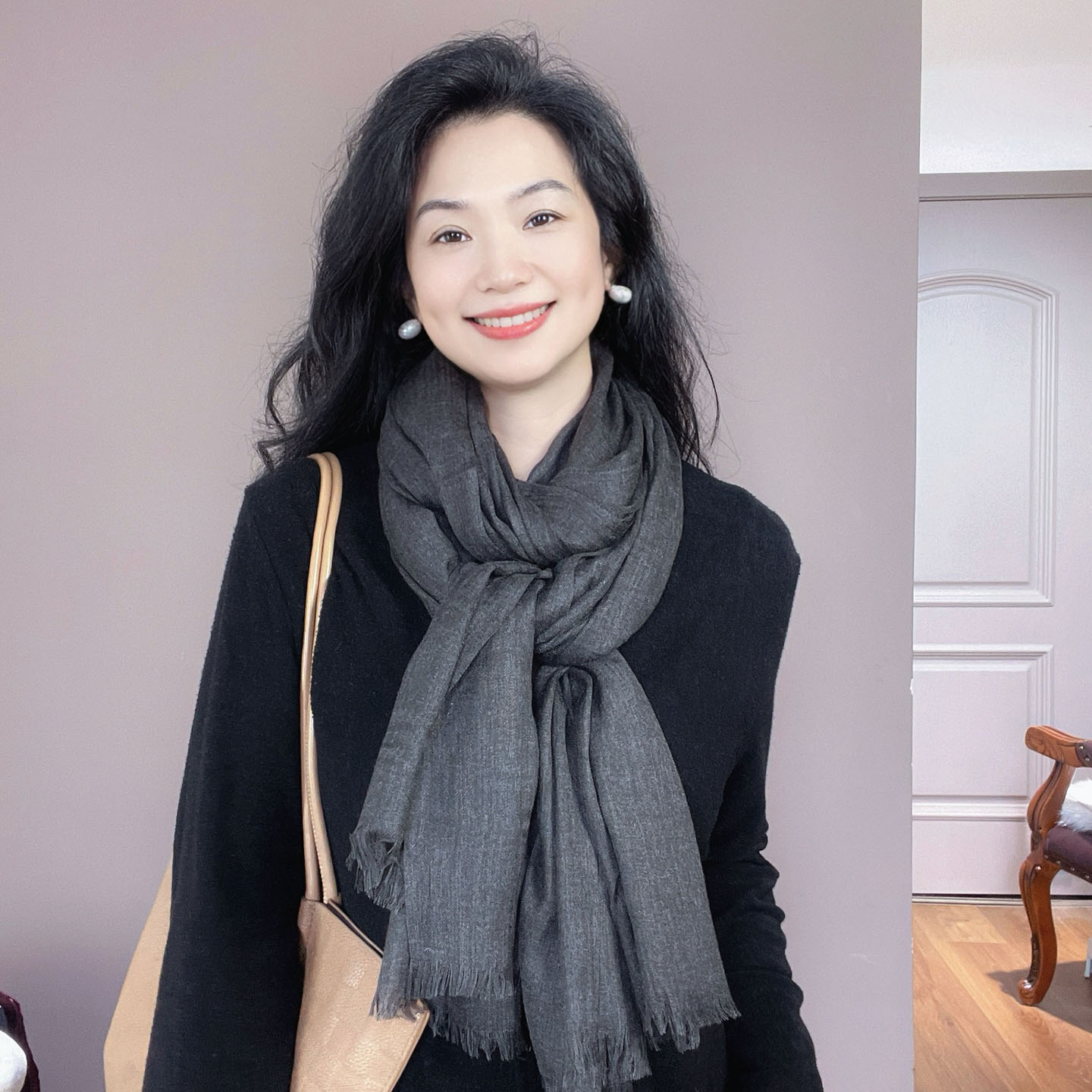 深灰色棉麻围巾女士2025新款护颈春秋冬季保暖文艺纯色围脖披肩