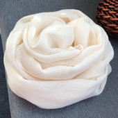 百搭日系小清新薄款 围巾女棉麻秋冬季 春秋学生长款 文艺米白色丝巾