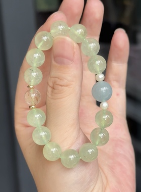 石头的日记  高品质天然葡萄石海蓝宝珍珠手串清新貌美