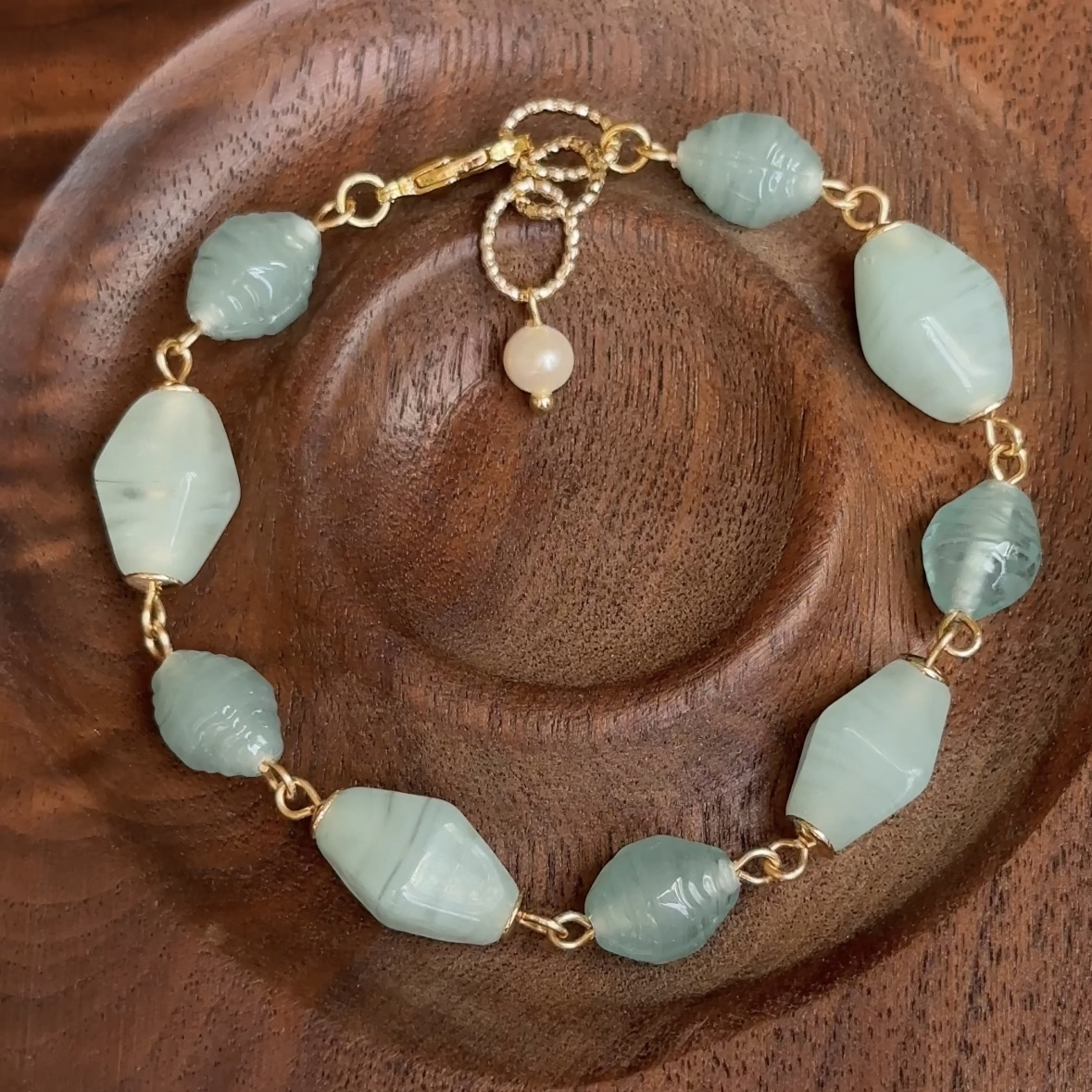 石头的日记手作 古典蓝古法琉璃珠中式古风手链