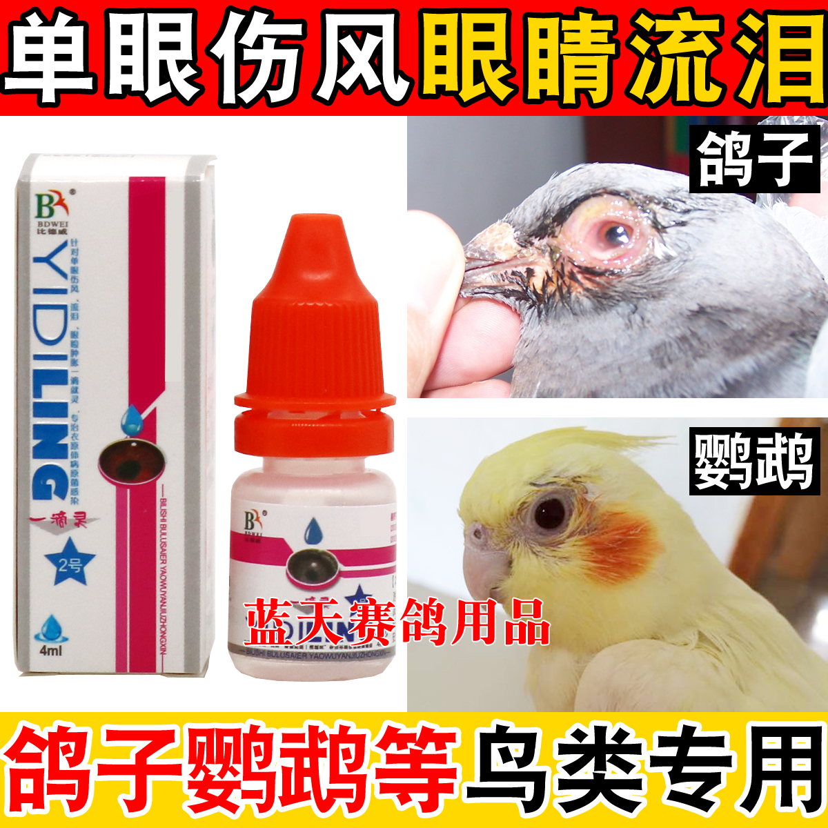 單眼傷風(fēng)鴿藥比德威一滴靈2號鸚鵡鳥專用眼藥水滴眼液鴿子藥大全