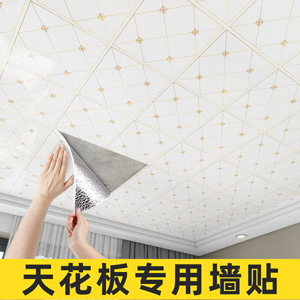 天花板贴纸自粘厨房厕所客厅棚屋顶专用防水防潮遮丑隔音装饰墙贴