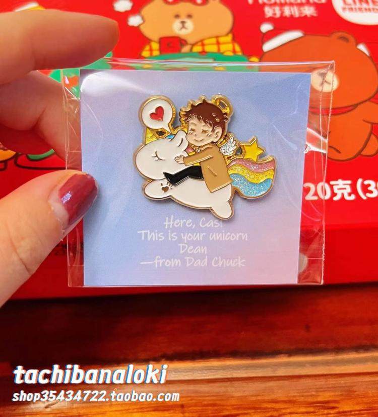 spn邪恶力量destiel天使castiel独角兽可爱ins烤漆金属徽章胸针