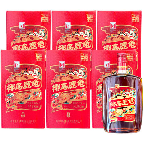 33度海南椰岛鹿龟酒(佳品)低糖型520ml*6瓶 盒装配制酒包邮