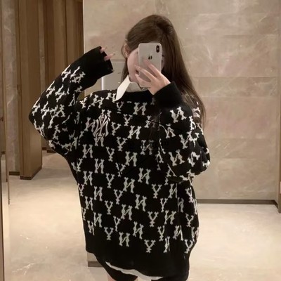 韩国潮牌MLB正品秋冬款老花满印休闲套头毛衣ins潮情侣3AKPM0126