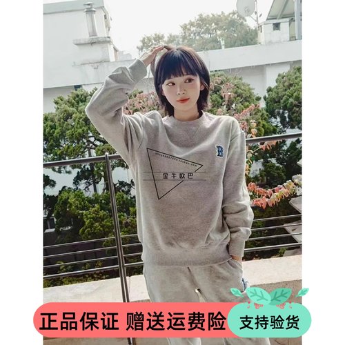 小标加绒logo印花圆领卫衣休闲