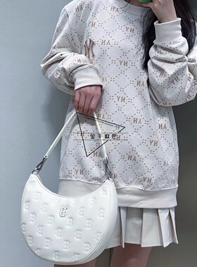 韩国潮牌MLB专柜正品秋季新款老花满标饺子包腋下包单肩3ABQS093N