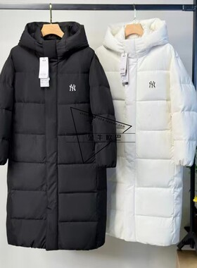潮牌MLB正品25秋冬款新经典款小标纯色长款连帽羽绒服潮3ADJB2356