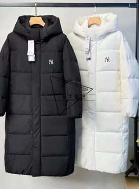 潮牌MLB正品25秋冬款新经典款小标纯色长款连帽羽绒服潮3ADJB2356