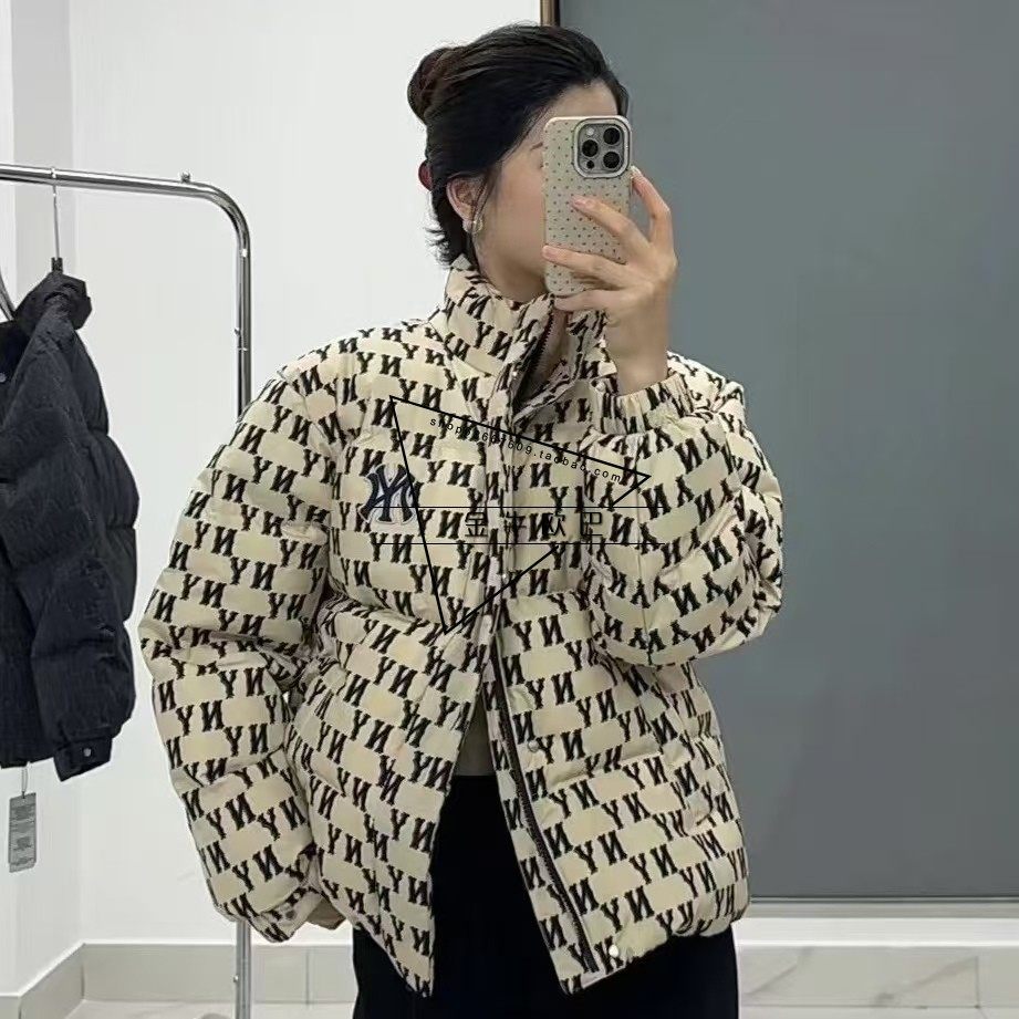 韩国潮牌MLB专柜正品秋冬款立领老花满印短款保暖羽绒服3ADJM0736