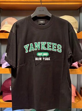 韩国MLB专柜24SS春夏新款彩色字母LOGO圆领短袖T恤情侣3ATSV0243