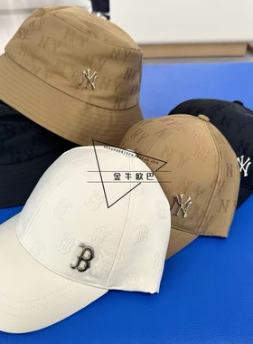 韩国潮牌MLB正品秋冬款复古暗纹老花金属标棒球帽鸭舌帽3ACPM034N