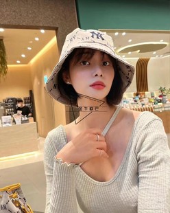 MLB正品 情侣钻石菱格老花满印大标刺绣渔夫帽盆帽3AHTM032N 春夏款