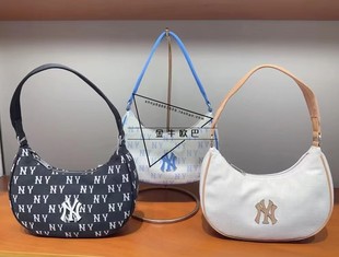 老花满印腋下包单肩新月包3ABQS014N 新款 韩国MLB专柜正品 24SS春季