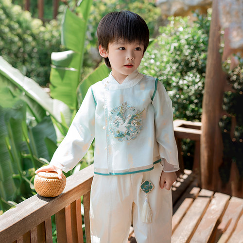 男童汉服秋装中秋节男孩唐装表演服中国风长袖古装儿童国学服套装