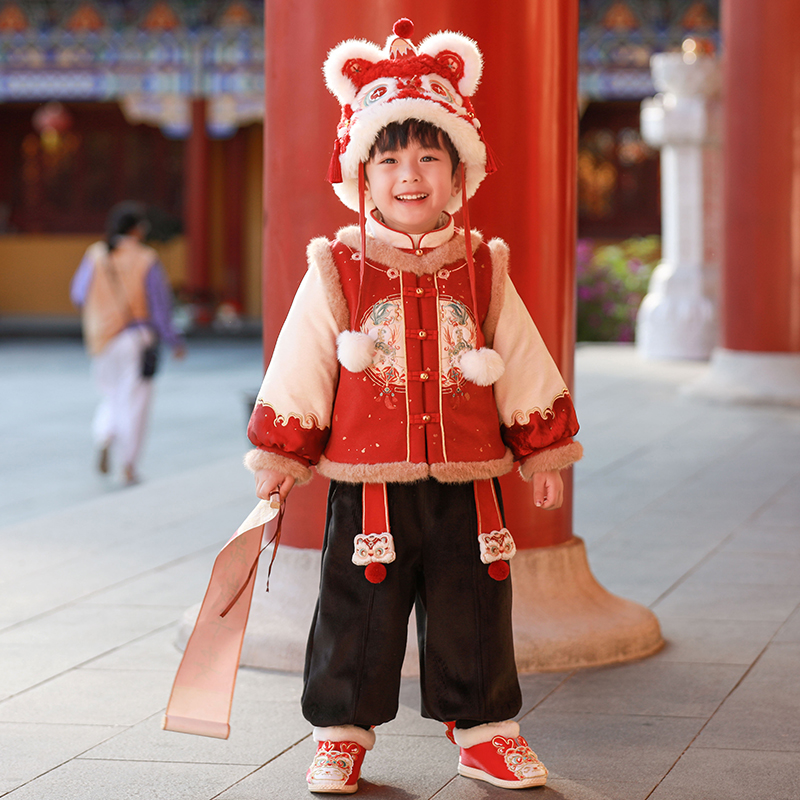 儿童拜年服加厚周岁礼服男童冬季