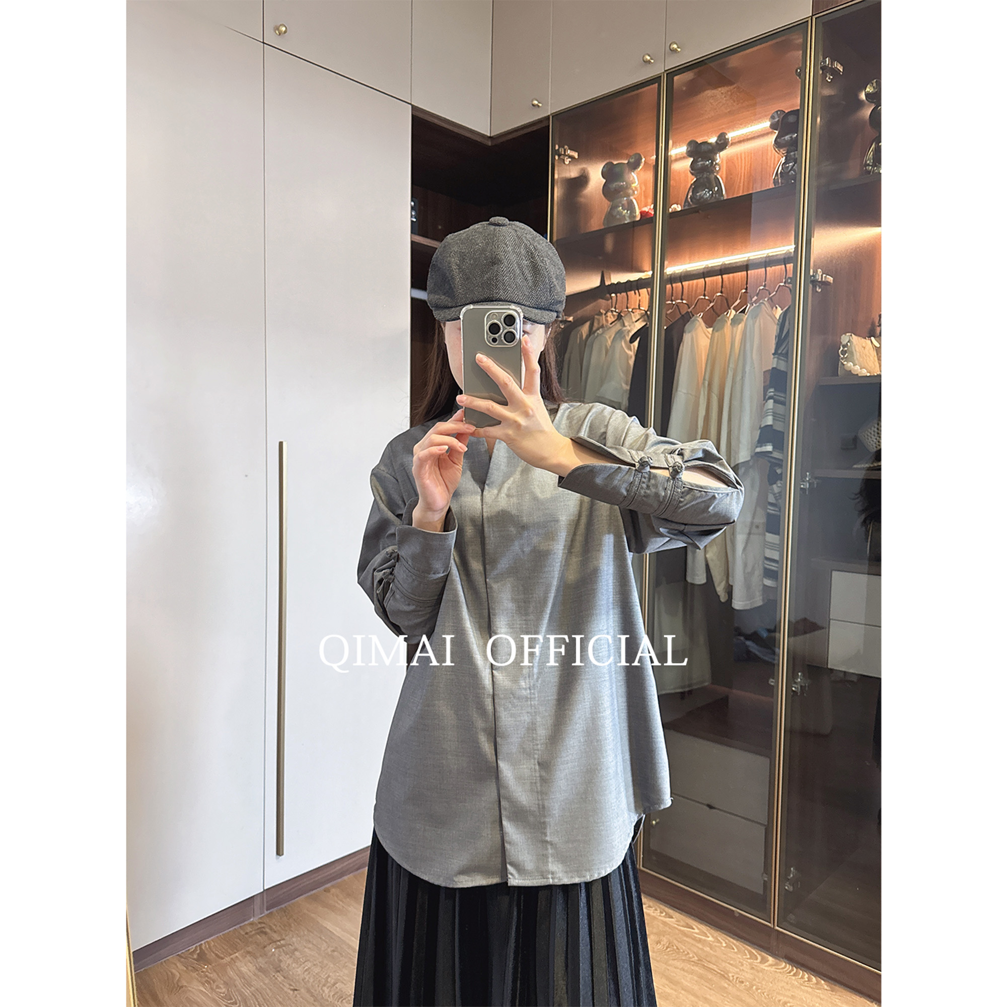 女士衬衫内搭新中式上衣高级轻奢减龄洋气衬衣长袖打底立领设计感