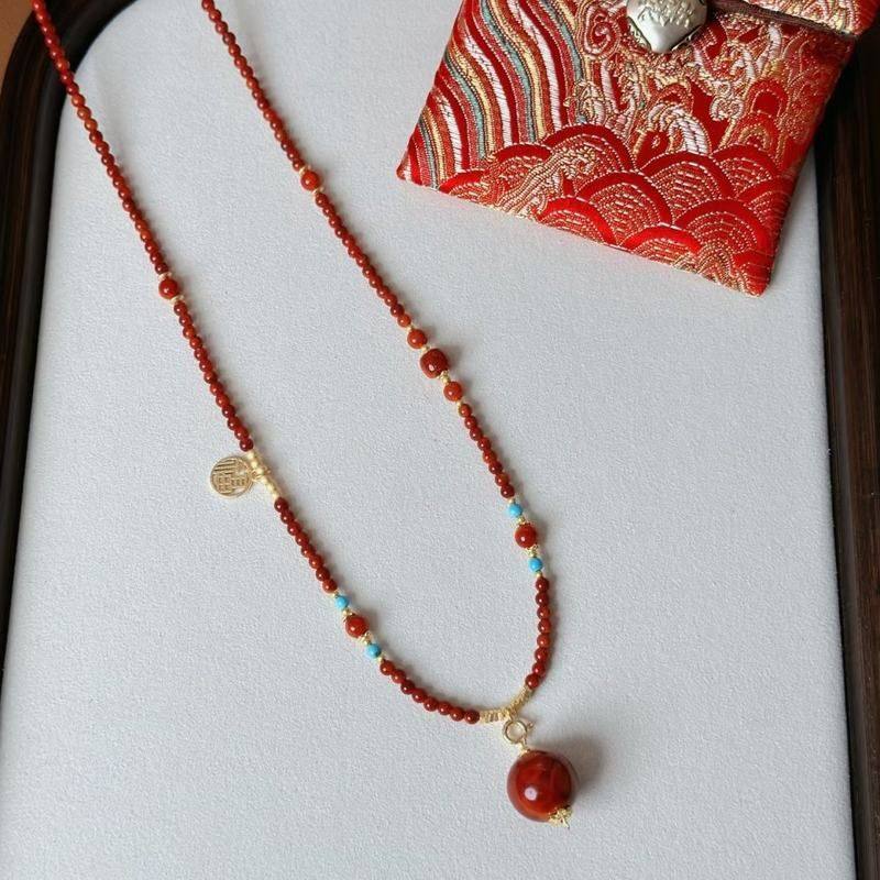 原创设计南红小米珠项链吊坠锁骨项链万能中式毛衣链红玛瑙百搭,饰品/流行首饰/时尚饰品新,手饰/手串,淘宝优惠券,粉丝福利购,淘宝优惠卷