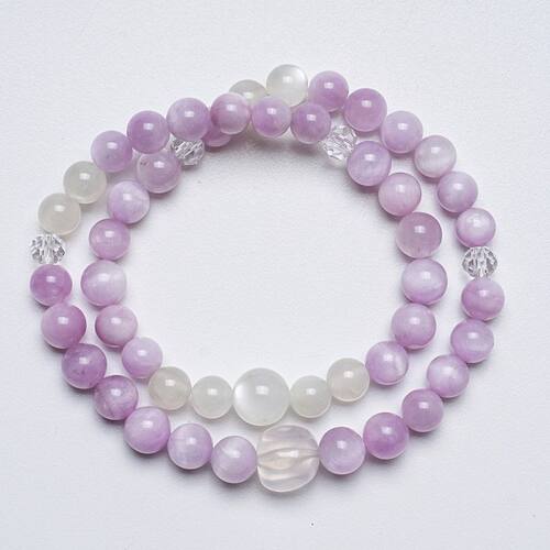 【世间过去】天然紫锂辉水晶手串女款百搭白月光车轮珠手链批发