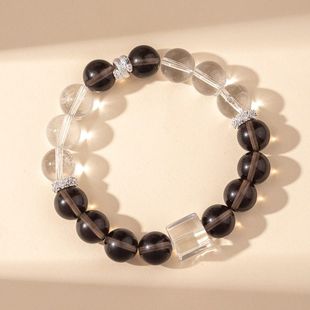 天然白水晶手链女冰曜石设计款手串补金水手链